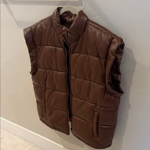 Women sBrown Quilted Leather Vest with removable sleeves